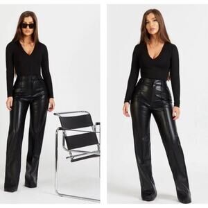 NWT Boa High Waisted Faux Leather Wide Leg Pants Women’s Black Size Small